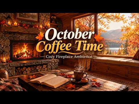October Coffee Time 🍂 Cozy Fireplace Ambience &amp; Relaxing Jazz Music for Autumn