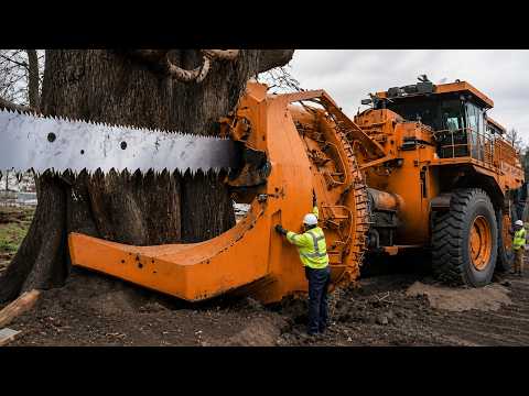 Extreme Dangerous Fastest Big Chainsaw Cutting Tree Machines | Monster Stump Removal Excavator!