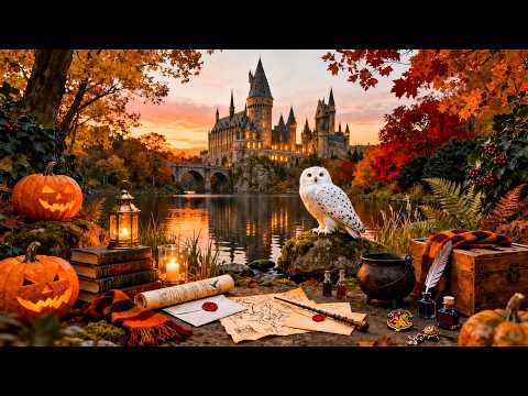 A Magical Halloween Evening by the Hogwarts Lake 🎃🦉 Cozy Autumn Music
