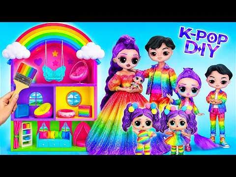Huntrix & Saja Boys Rainbow Family | DIY K-Pop Big Doll House! 18 Fashion Crafts for Dolls