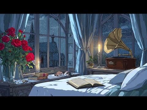 It's 1940s and you're listening to vintage jazz on a cozy rainy night