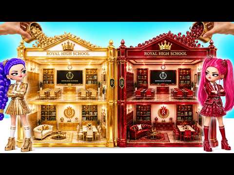 We Build Amazing High School Gold Vs Ruby | DIY Doll House Challenge