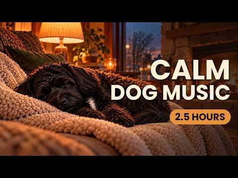 2.5 Hours of Calming Music for Dogs | Separation Anxiety Relief & Deep Sleep | Cozy Rainy Night