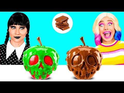 Skutečné Jídlo vs Čokoládové Jídlo Výzva s Wednesday Addams | Jedlá Bitva BaRaDa Gold Challenge