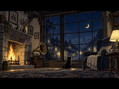 a cozy night by the fireplace in the 1940s 🌙 | soft vintage oldies jazz | read, relax &amp; sleep