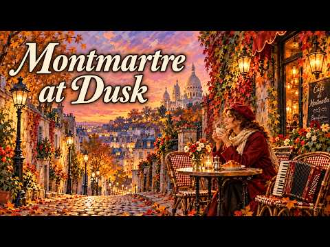 𝐌𝐨𝐧𝐭𝐦𝐚𝐫𝐭𝐫𝐞 𝐚𝐭 𝐃𝐮𝐬𝐤 🍂🗼 | Cozy French Café Music for Slow Evenings | Relax, Work & Study