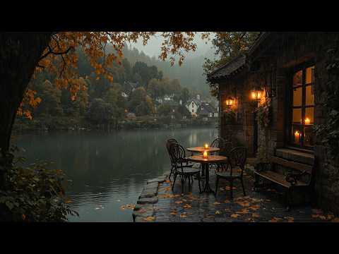 Lantern-Lit Riverside Cafe House | Peaceful Writing Escape with Piano & Cello | Autumn Dark Academia