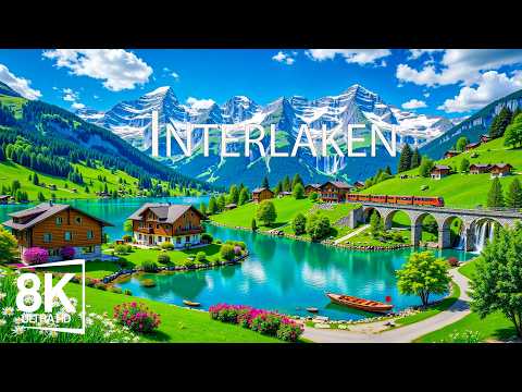 Interlaken,Switzerland 8K 🌍 Heart of the Swiss Alps – Turquoise Lakes, Alpine Peaks & Scenic Valleys