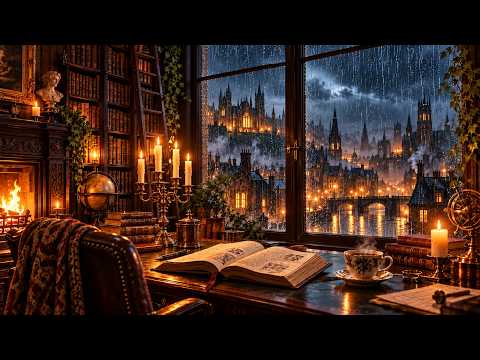 You're Reading Alone in the Last Library Above the Storm 🌧️ | Dark Academia & Rain Ambience [4K]