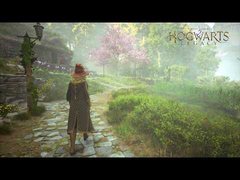 [4K] Relaxing Spring Morning Walk in Hogwarts & Hogsmeade | Hogwarts Legacy Ambience & Music