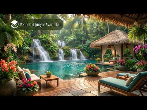 Peaceful Jungle Waterfall 🌿 Nature Sounds, Birdsong and Gentle Water for Stress Relief and Rest