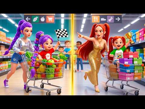 😱⚡ Rumiii and Miiira Race Through the Supermarket to Win the Trophy! 🏆