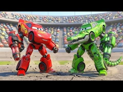 Mech McQueen VS Crocodile McQueen - The Battle Of Friendship!