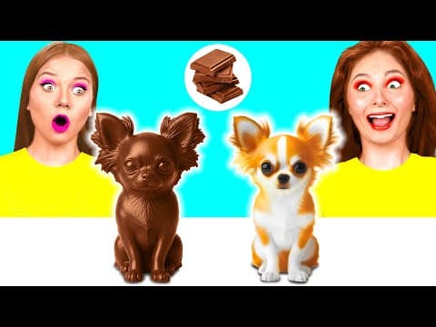 Real Food vs Chocolate Food Challenge | Funny Kitchen Hacks