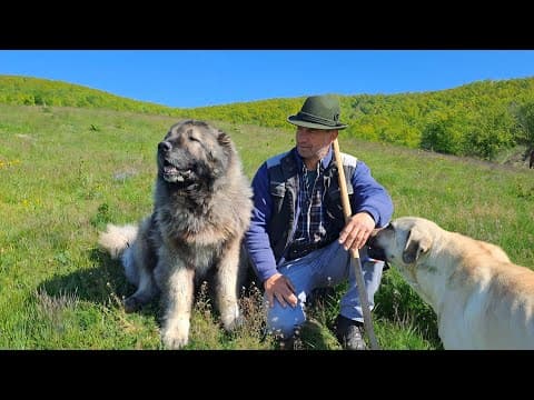 Florin from Câțcău with his sheep, horses, and dogs up in Lazu Stârcii. Shepherding with interest...