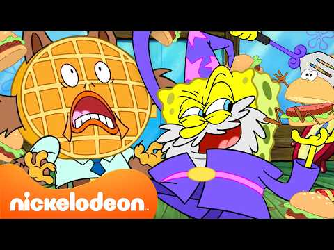 Bob Esponja | 3 HORAS das confusões com comida mais loucas do Bob Esponja 🍔 | Nickelodeon