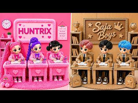 We Built an Amazing Miniature House: DIY Cardboard, Fluffy, and Rock for Huntrix at School