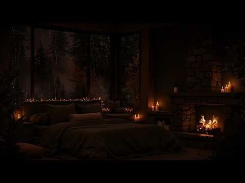 99% of Overthinkers Fall Asleep to Heavy Rain Outside Cozy Fost Cabin | Gentle Piano Music for Sleep