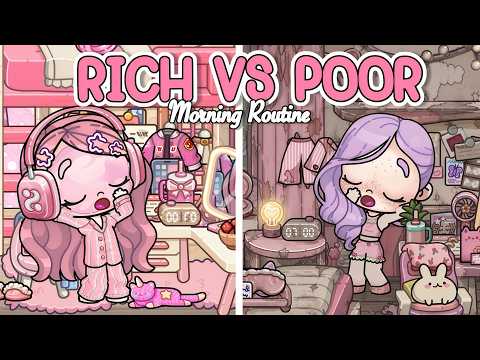 Rich Girl VS Poor Girl Morning Routine! 💸🍜 FREE Pink Dorm | Avatar World | Pazu