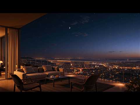 Smooth Night Jazz Playlist 🌃 Luxury Rooftop Lounge with City Lights to Relax, Work & Unwind