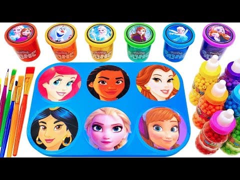 Satisfying Video l DIY How to make Rainbow Slime Candy Frozen Elsa Disney Princess Cutting ASMR #235