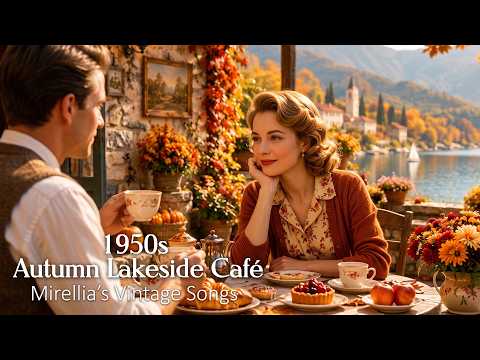 🍂 1950s Autumn Lakeside Café | Vintage Oldies & Timeless Melodies
