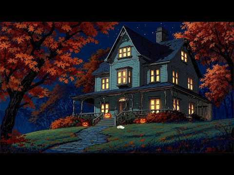a peaceful 1940s halloween night at 1 a.m. 🎃 oldies playing in another room | cozy autumn ambience