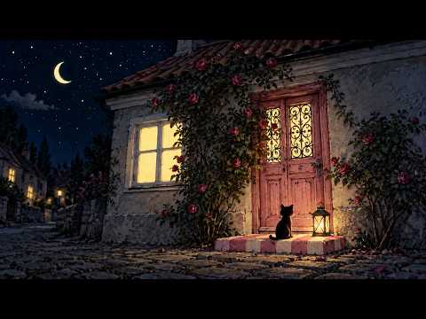 roses frame a quiet 1940s cottage night 🌹 | soft vintage oldies jazz | read, relax & sleep