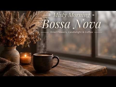 ボサノバBGM｜霧の朝の窓辺、ドライフラワーとキャンドルのそばで一杯｜Misty Morning Bossa Nova - Dried Flowers, Candlelight & Coffee