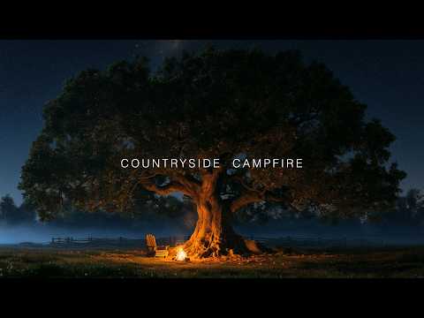 Cozy Countryside Night | Relaxing Music, Campfire Sounds & Peaceful Country Ambience