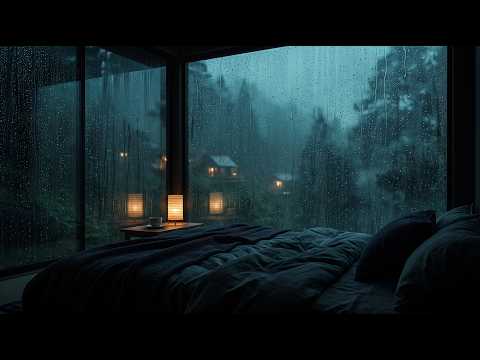 Soothing Piano Music With Rain Sounds in a Dark Bedroom Relaxing Ambience for Deep Sleep Focus