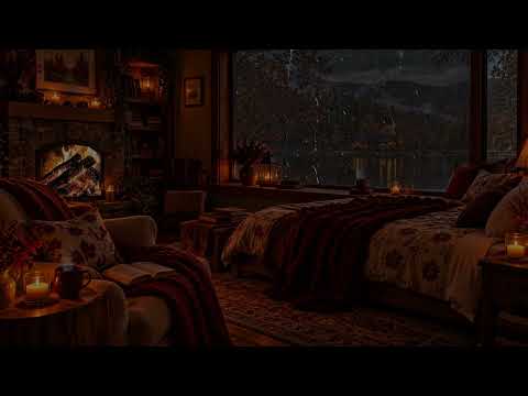 NO ADS🔕🌧️Cozy Rainy Autumn Night🍂Rain Sounds Outside the Window & Warm Fireplace for Deep Sleep💤
