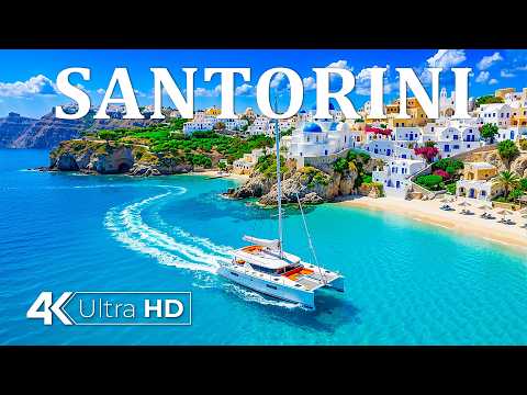 🇬🇷 SANTORINI 4K Aerial 🌊 White Cliffs, Blue Domes & Aegean Sea Paradise