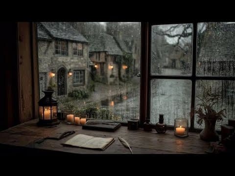 “The House Across the Quiet Window” — A Winter Cottage in Still Rain | Dark academia