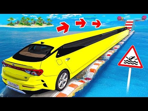 DROVE OVER WATER BUMPS WITH THE GIANT LONGEST KIA K5 IN GTA 5! EXPERIMENTS IN GTA 5