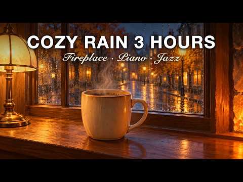 Cozy Rain & Fireplace 🔥 3 Hours of Soft Piano and Warm Jazz for Sleep, Study & Relaxation