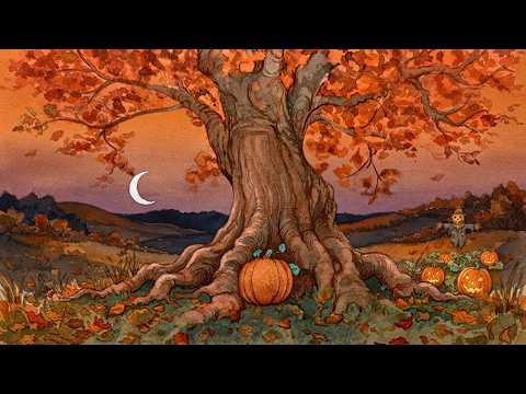 quiet autumn field with glowing pumpkins and oldies playing in another room | deep relax 🎃