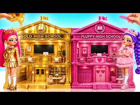 We Build Amazing High School Gold Vs Fluffy | DIY Doll House Challenge