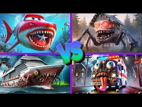 Infected Sea🆚Head House🆚McQueen Shark🆚Ambulance Eater - Tiles Hop EDM Rush 🎶