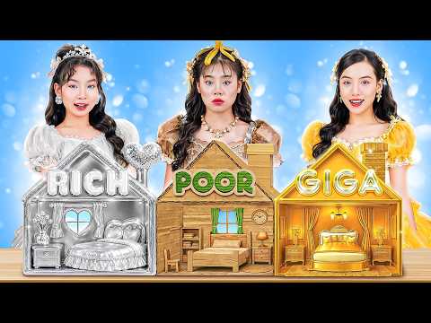 Poor Cardboard Vs Rich Silver Vs Giga Rich Golden At Doll Room Makeover Challenge!