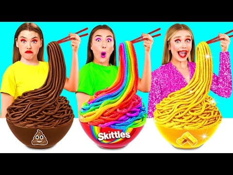 Chudý vs Bohatý vs Ultra Bohaté Jídlo Výzva | Epická Bitva o Jídlo BaRaDa Gold Challenge
