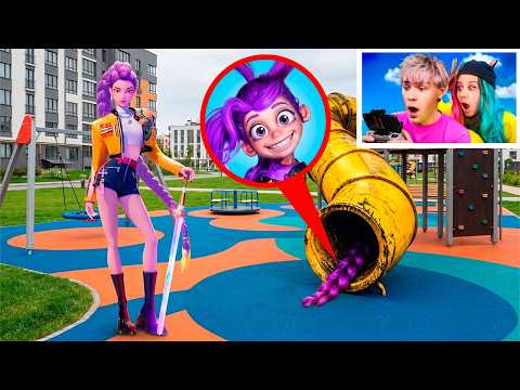 MY DRONE FILMED KPOP DEMON HUNTERS, LILY LOVEBRAIDS VS SLIDE EATER IN REAL LIFE!!!