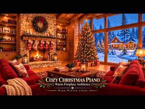 Cozy Christmas Piano 🎄 Warm Fireplace Ambience for Relaxing Winter Evenings