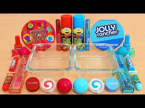 Red vs Blue - Mixing Makeup Eyeshadow Into Slime ASMR