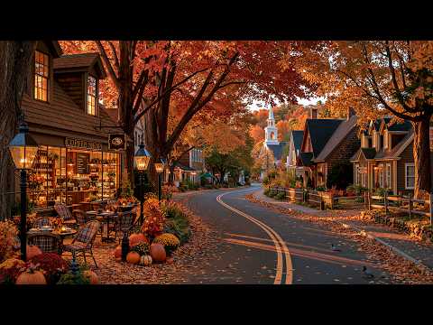 Ease your mind a New England Village 🍂 Cozy Jazz Vibes, Pumpkin & Vintage Autumn Charm to Calm Mind