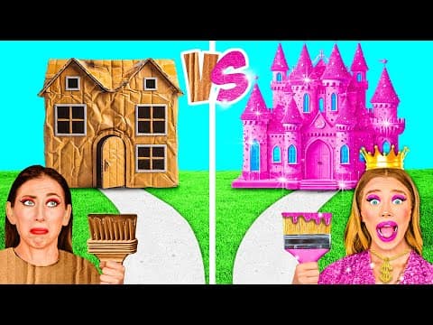 One Colored House Rich vs Broke vs Giga Rich | Funny Challenges