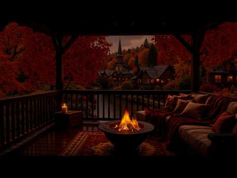 A Cozy Night in Autumn 🔥 Soft Jazz & Fireplace Ambience for Peaceful Moments