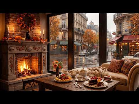 Rainy Window Jazz ☔ Cozy Street Café Ambience & Warm Jazz Music for Study, Work, Sleep