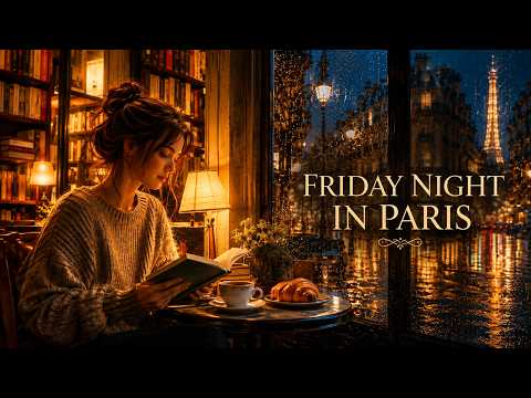 Friday Night in a Rainy Paris Café 🌧️ Soft Music to Unwind, Read, Relax & Sleep