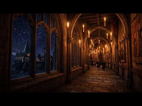 Exploring Hogwarts at Night | Cozy Castle Ambience for Sleep & Study